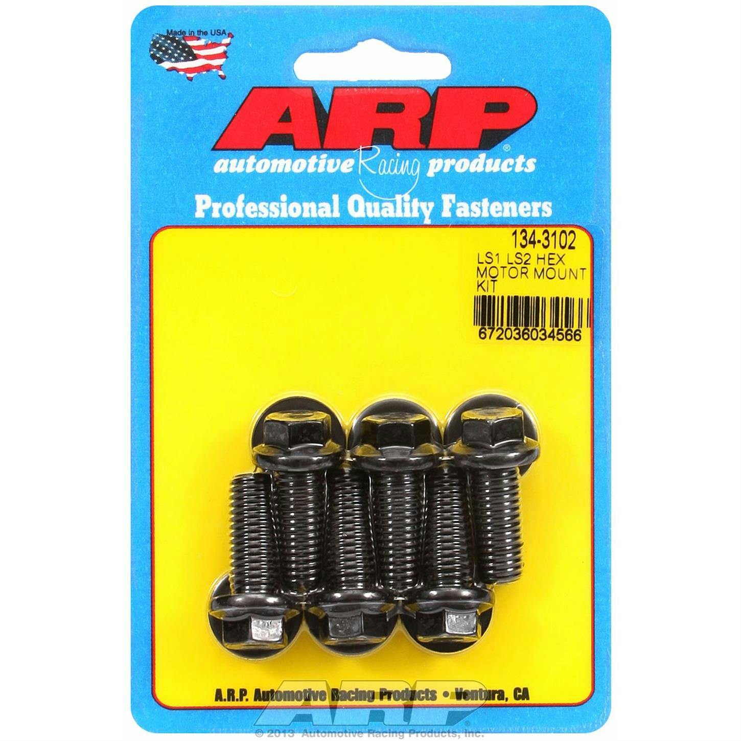 ARP 134-3102 Motor Mount Bolt Kit 6-pc., Chevy LS Engine, Hex