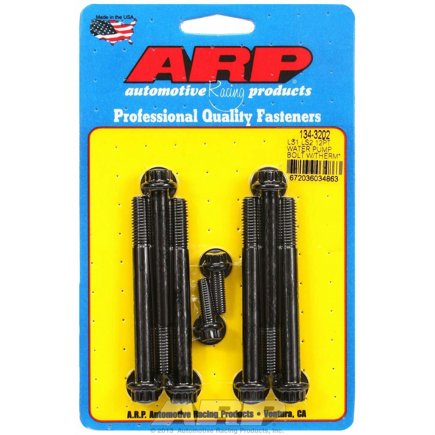 ARP 134-3202 Water Pump Bolt Kit, Chevy LS Engine, Black 12-pt