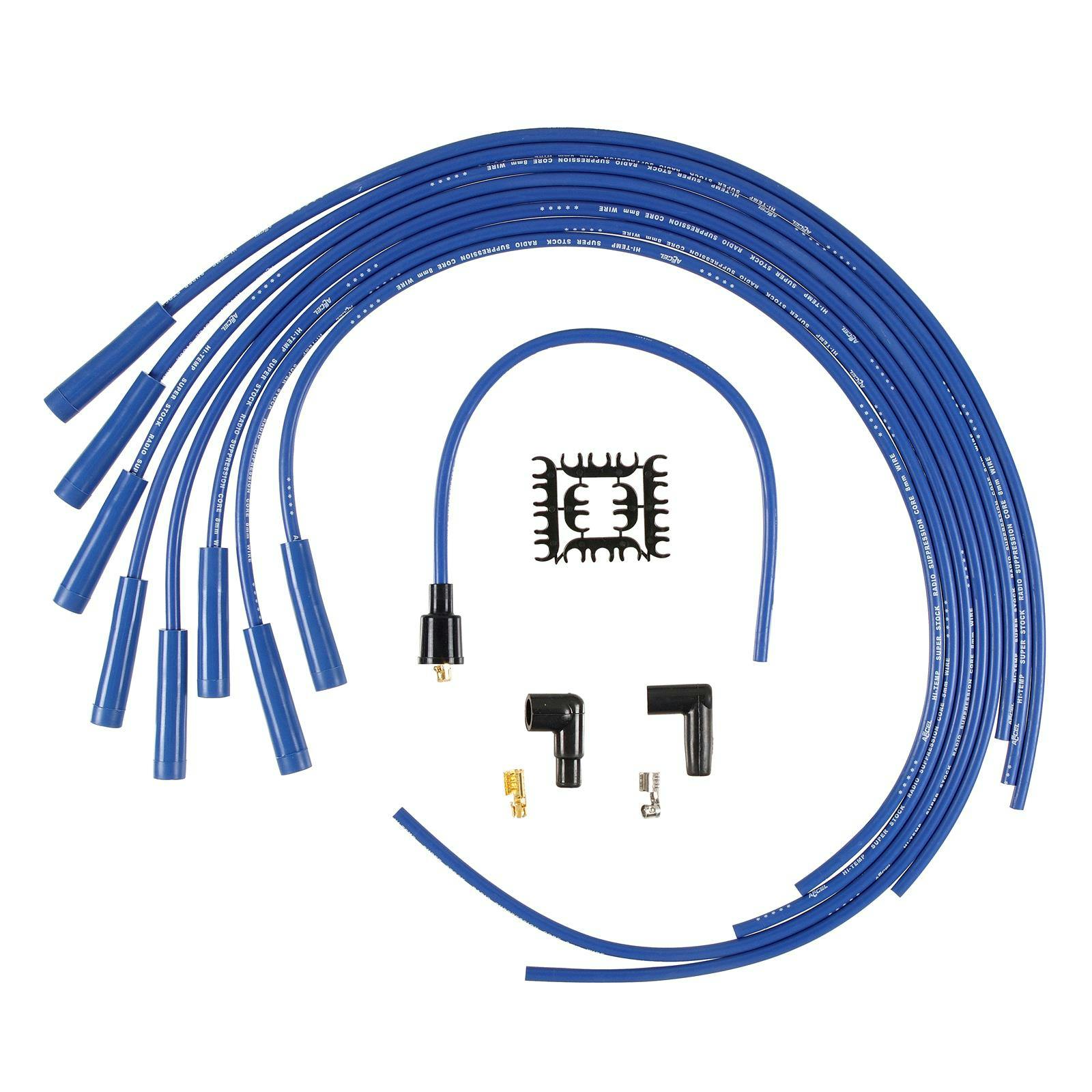 ACCEL 4040B Spark Plug Wire Set, 8mm, Super Stock Universal, Blue