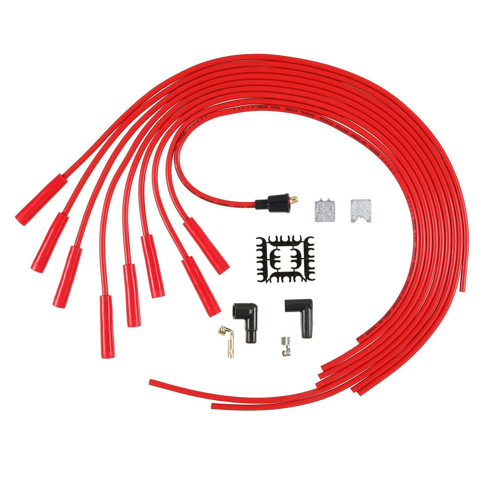 ACCEL 5040R Spark Plug Wire Set, 8mm, Super Stock, Red/Red