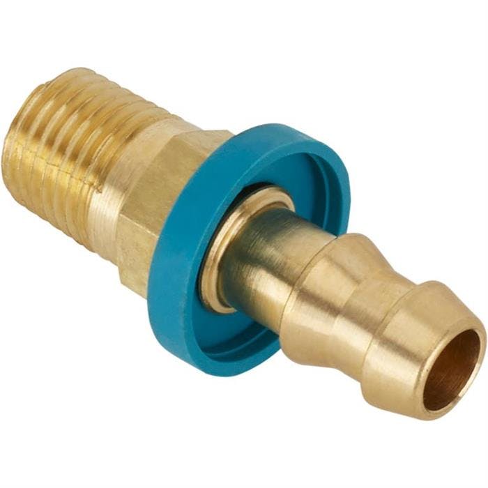 Straight Socketless Push-On Fitting, 30 Degree Taper, -6 AN to 1/4 NPT