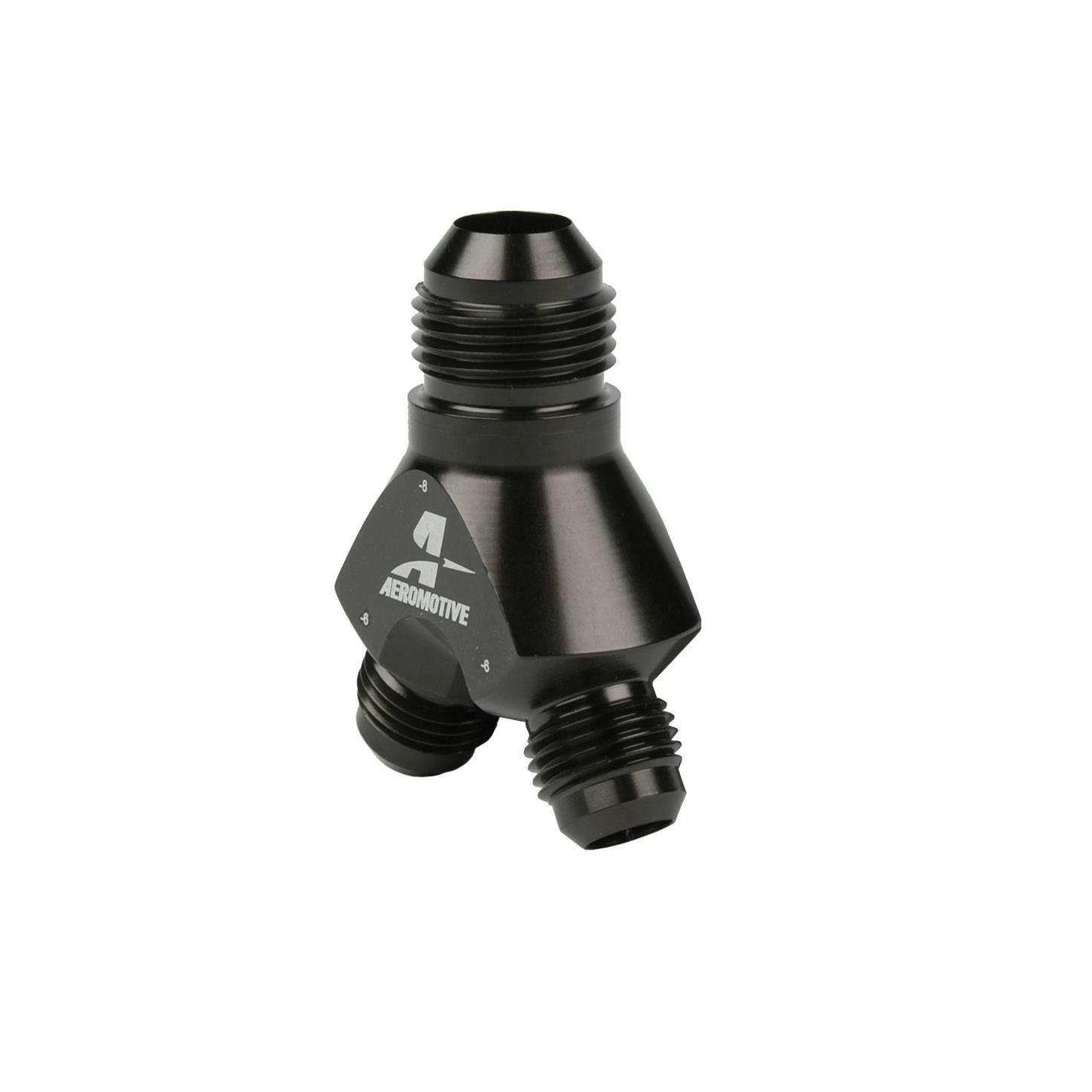 Aeromotive 15673 Y-Block Fitting, -8 AN to -6 AN x 2