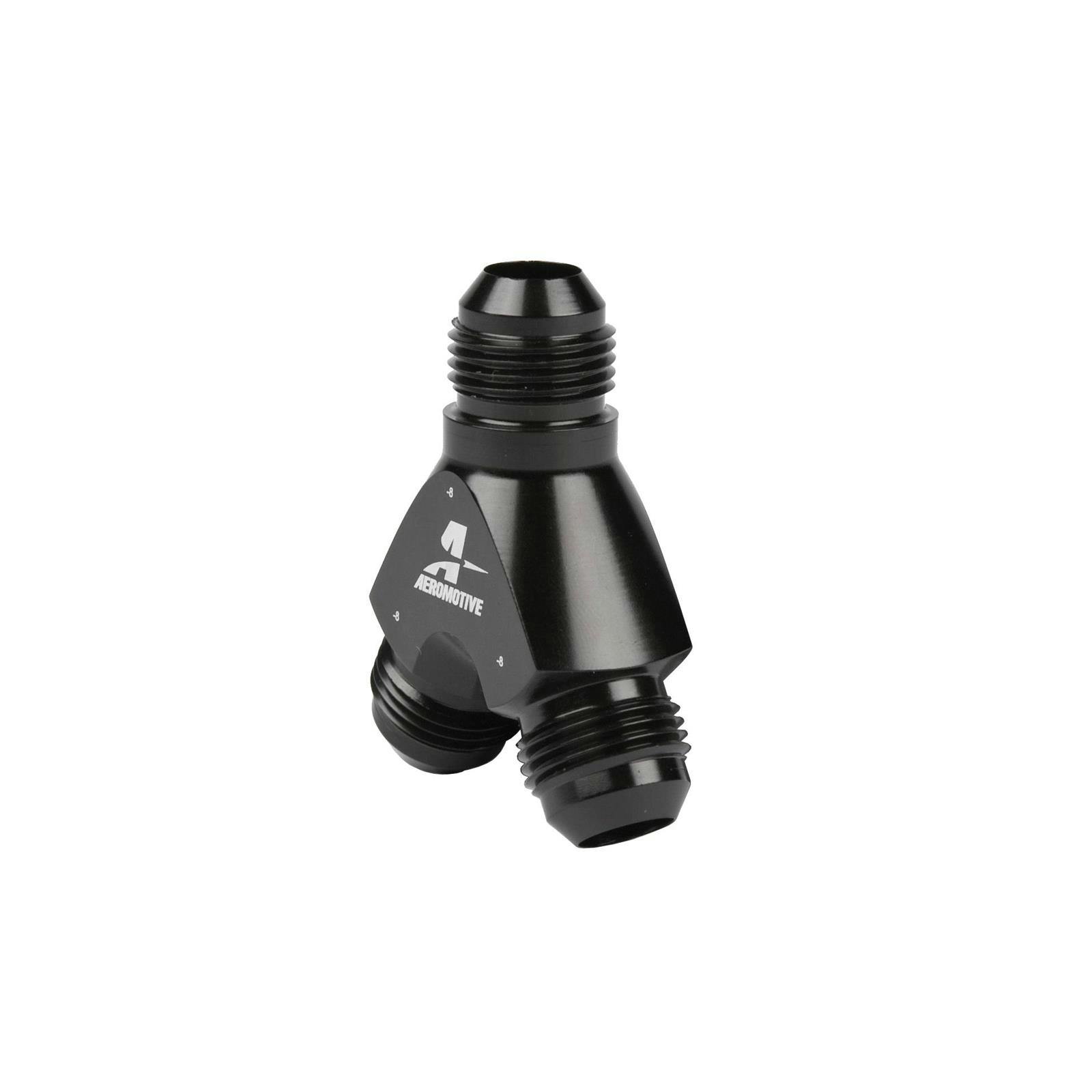 Aeromotive 15674 Y-Block Fitting, -8 AN to -8 AN x 2