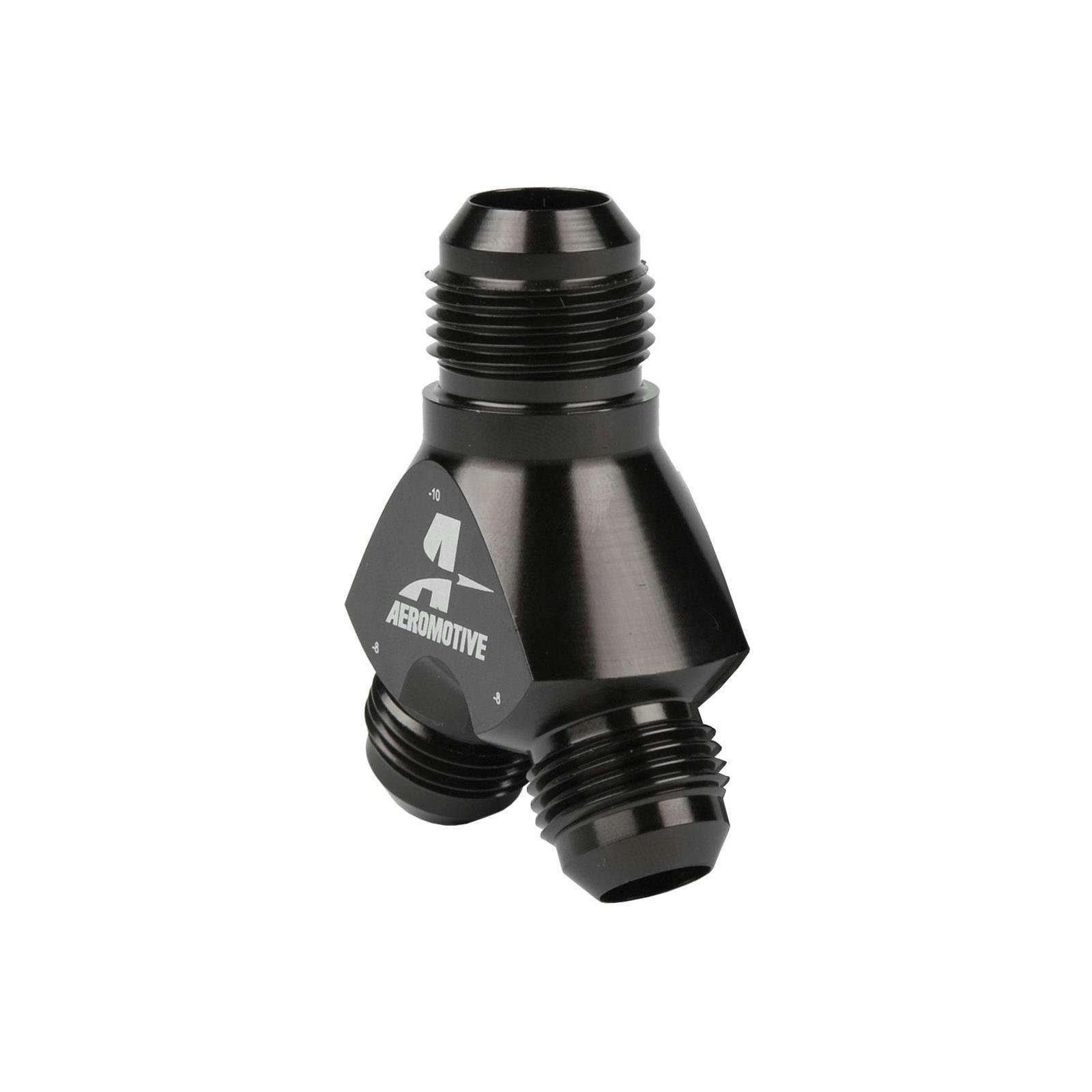 Aeromotive 15675 Y-Block Fitting, -10 AN to -8 AN x 2
