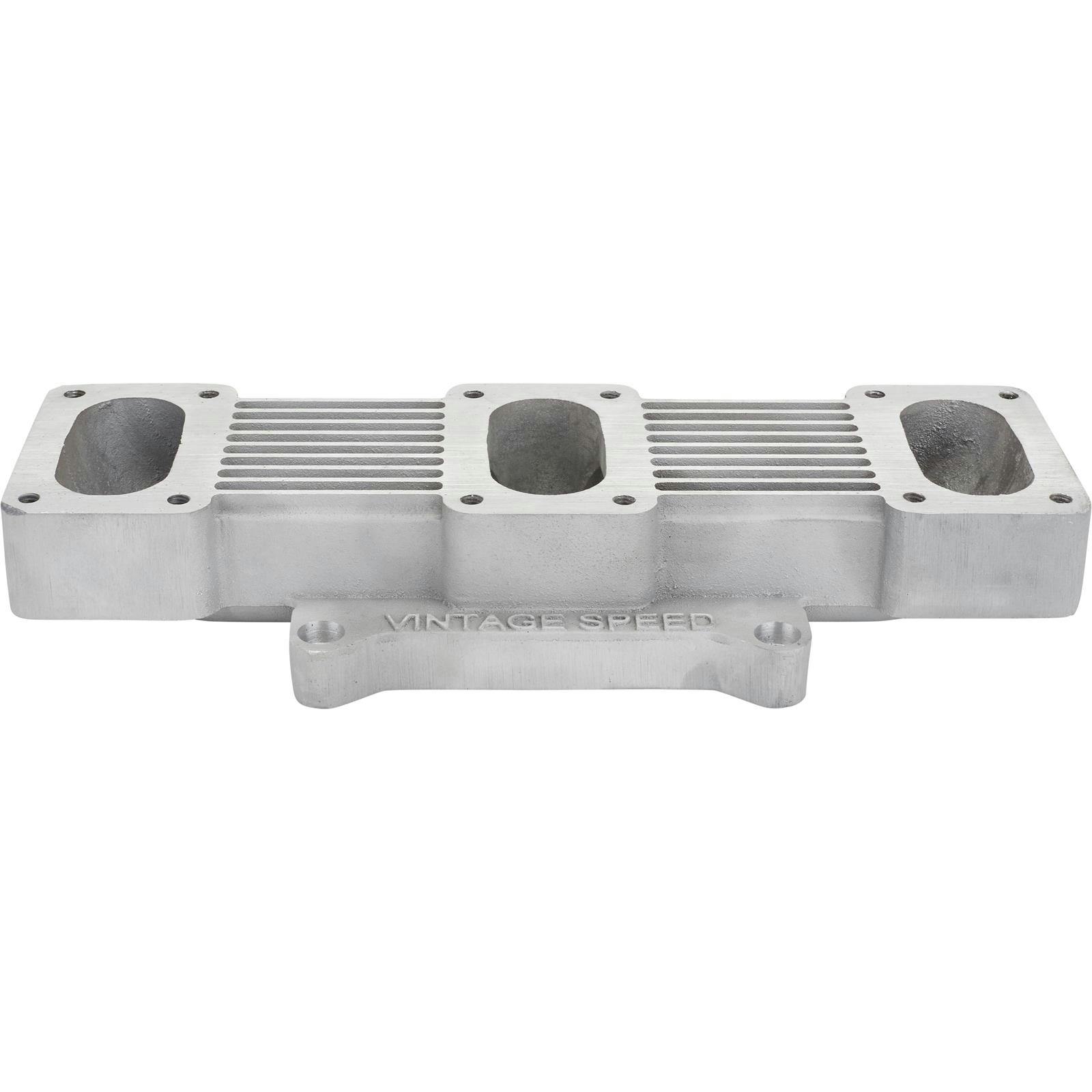 Three 4-bolt Small Rochester 2-BBL Carbs to 4-BBL Intake Adapter