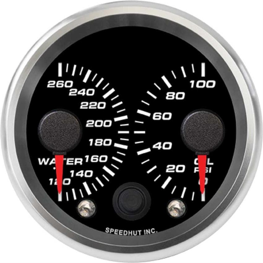 Speedhut R25-DG1-REV 2-5/8" Dual Gauge, Water Temp/Oil Pressure
