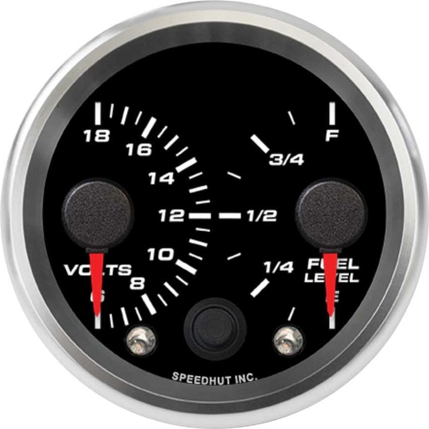 Speedhut R25-DG2-REV 2-5/8" Dual Gauge, Volts/Fuel