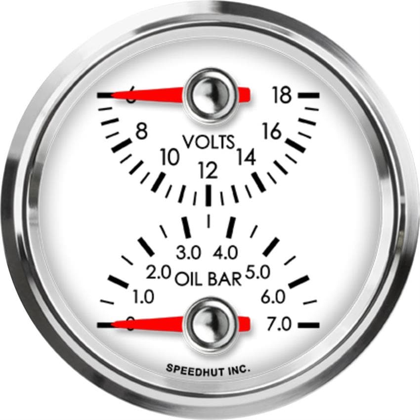 Speedhut L25-DG12-LEG 2-5/8" Dual Gauge, Volts/Oil Bar