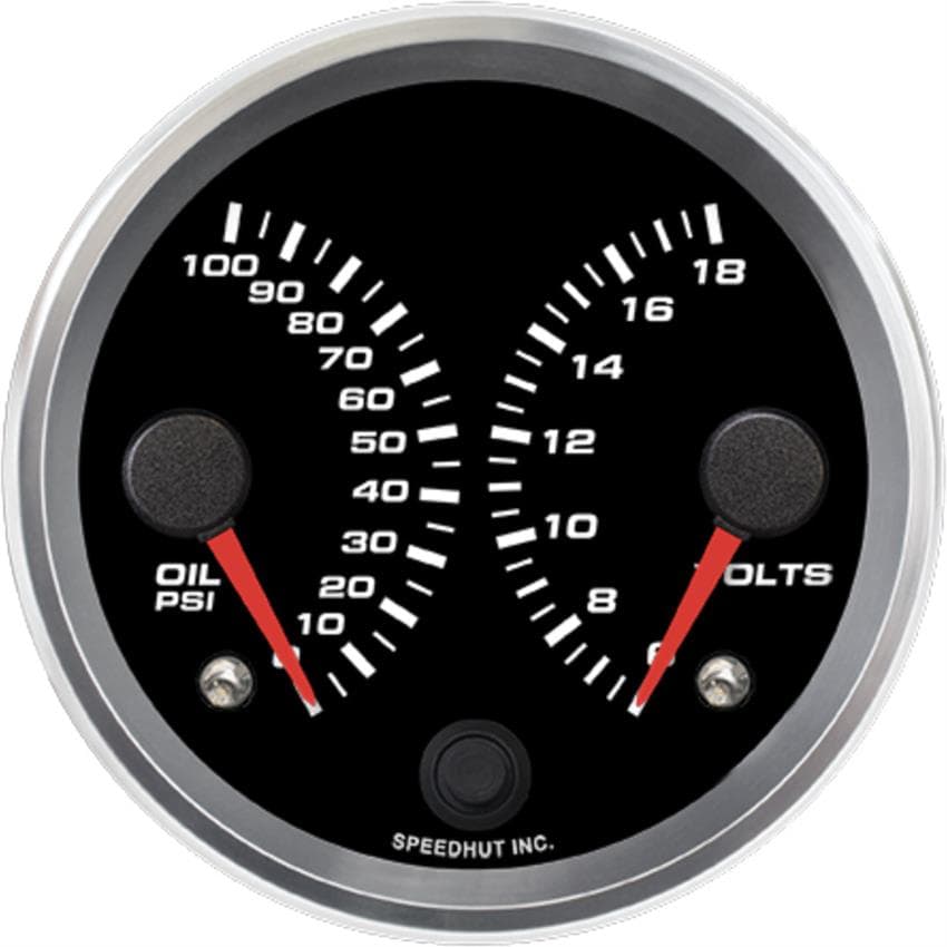 Speedhut R3-DG19-REV 3-3/8" Dual Gauge, Volt/Oil PSI