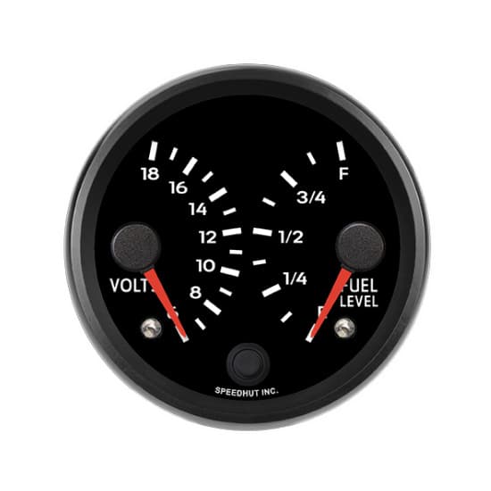 Speedhut R3-DG2-PCH 3-3/8" Dual Gauge, Volts/Fuel, Porsche