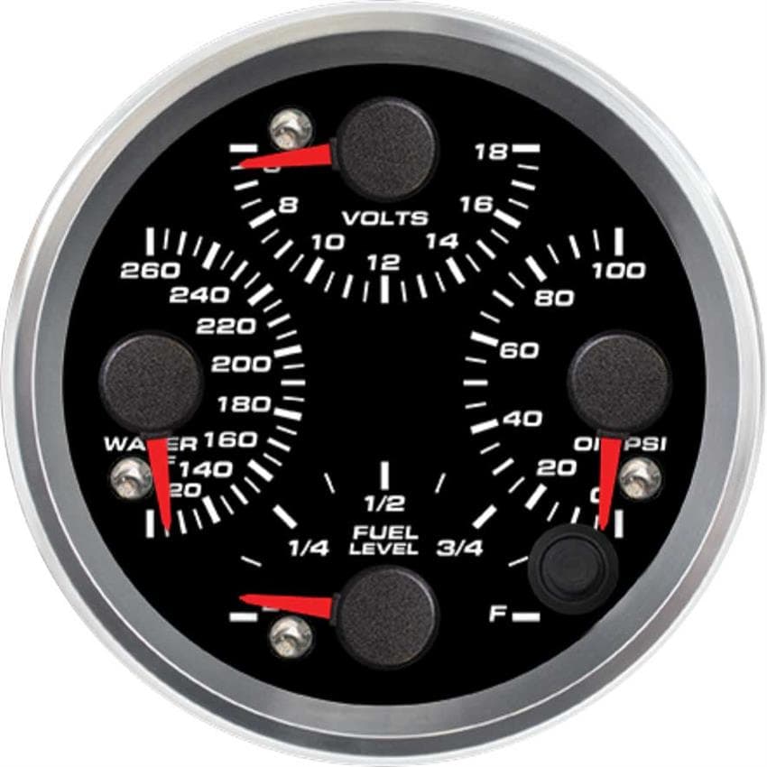 Speedhut R3-QG2-REV 3-3/8" Quad Gauge, Water, Volts, Oil, Fuel
