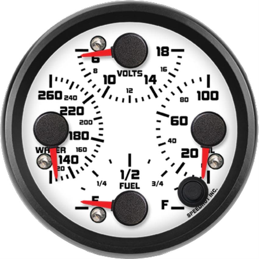 Speedhut R3-QG2-SXL 3-3/8" Quad Gauge, Water/Volts/Oil/Fuel