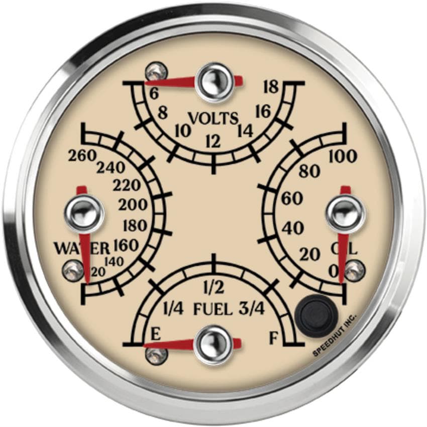 Speedhut R4-QG2-ATQ 4" Quad Gauge, Water/Volts/Oil/Fuel
