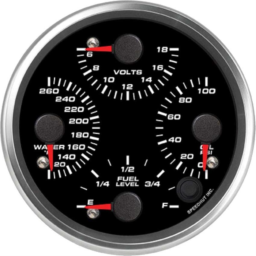 Speedhut R4-QG2-REV 4" Quad Gauge, Water , Volts, Oil, Fuel