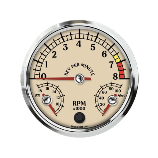 Speedhut L45-TG002-ATQ 4-1/2" Triple Gauge, 8K Tach/Volts/Oil