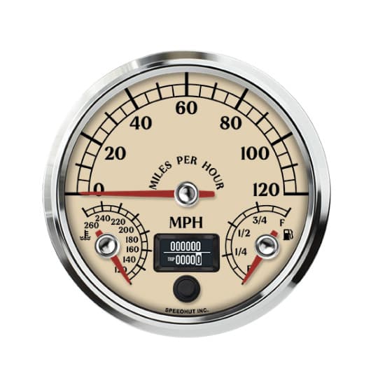Speedhut L45-TG004 4-1/2" Triple Gauge, 120 mph Speedo/Fuel/Water