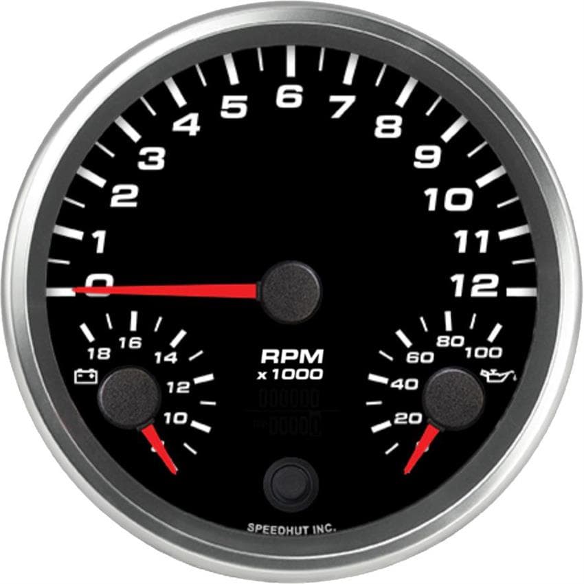 Speedhut L45-TG009-REV 4.5" Triple Gauge 12K Tachometer/Volt/Oil