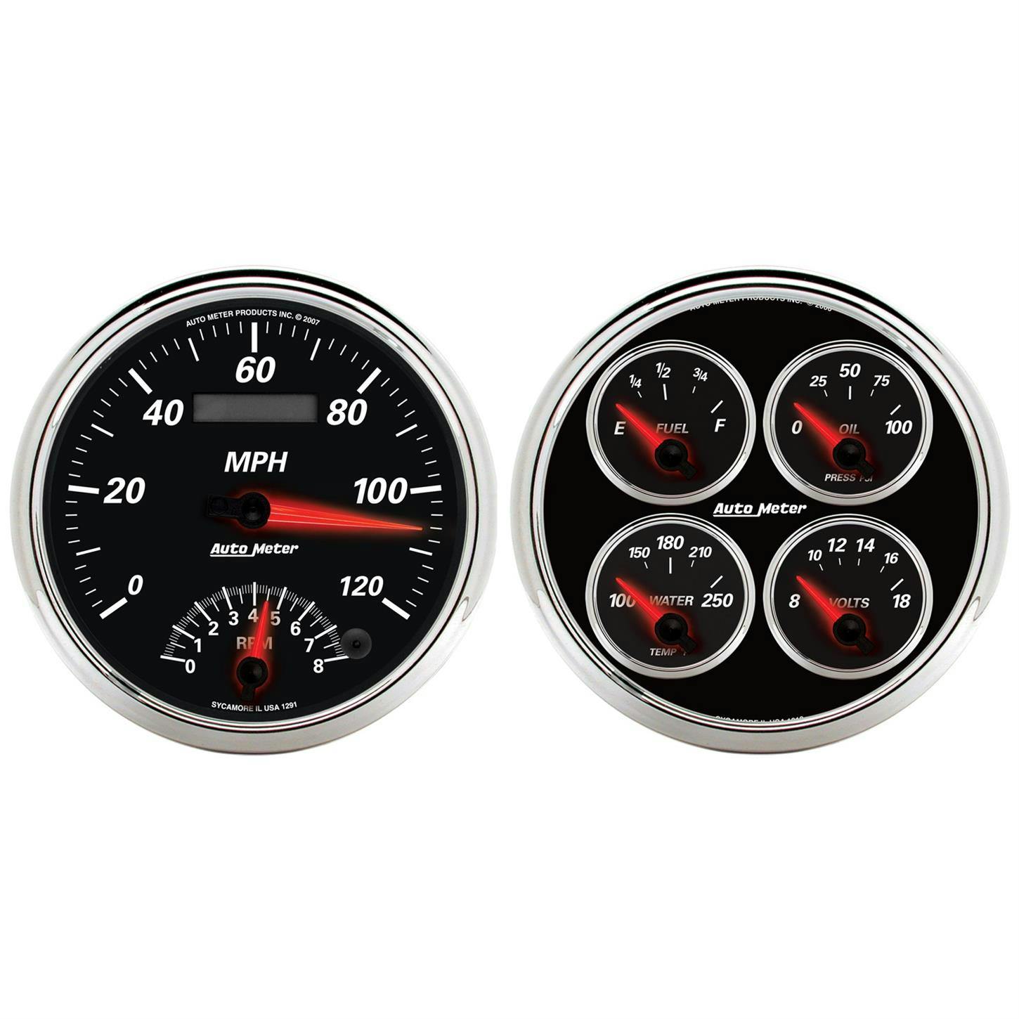 AutoMeter 1204 Quad And Tach/Speedo, 5 Inch, Designer Black II