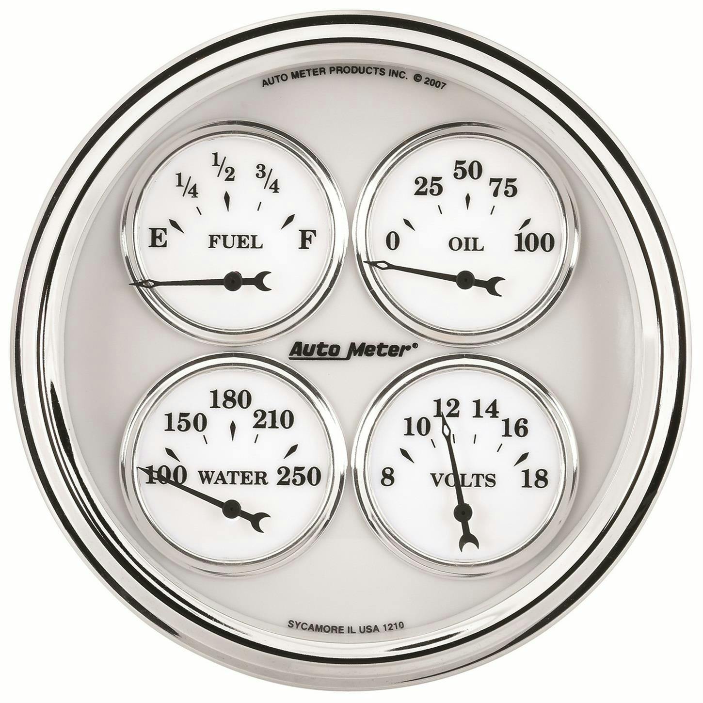 AutoMeter 1210 Old-Tyme White II Air-Core Quad Gauge, 5 Inch