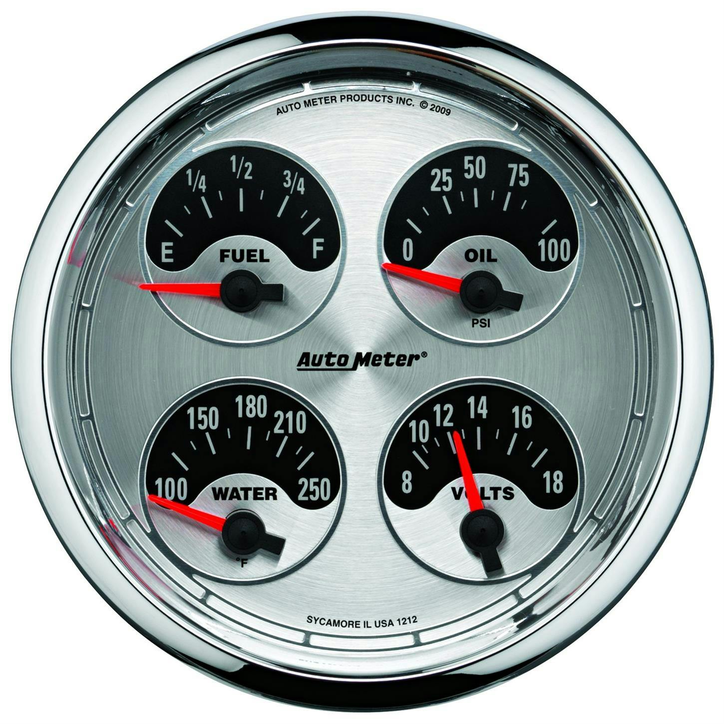 AutoMeter 1225 Gauge, Quad, 5 Inch, Electric, American Muscle