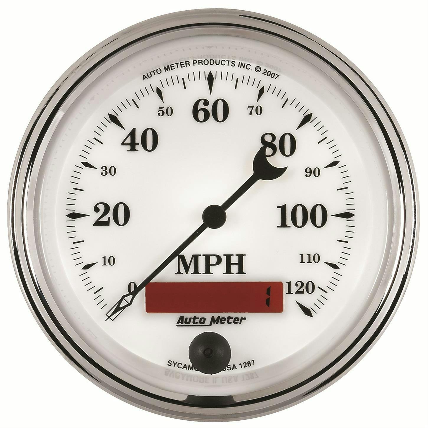 AutoMeter 1287 Speedo Gauge, 3 3/8 Inch, 120MPH, Old Tyme White