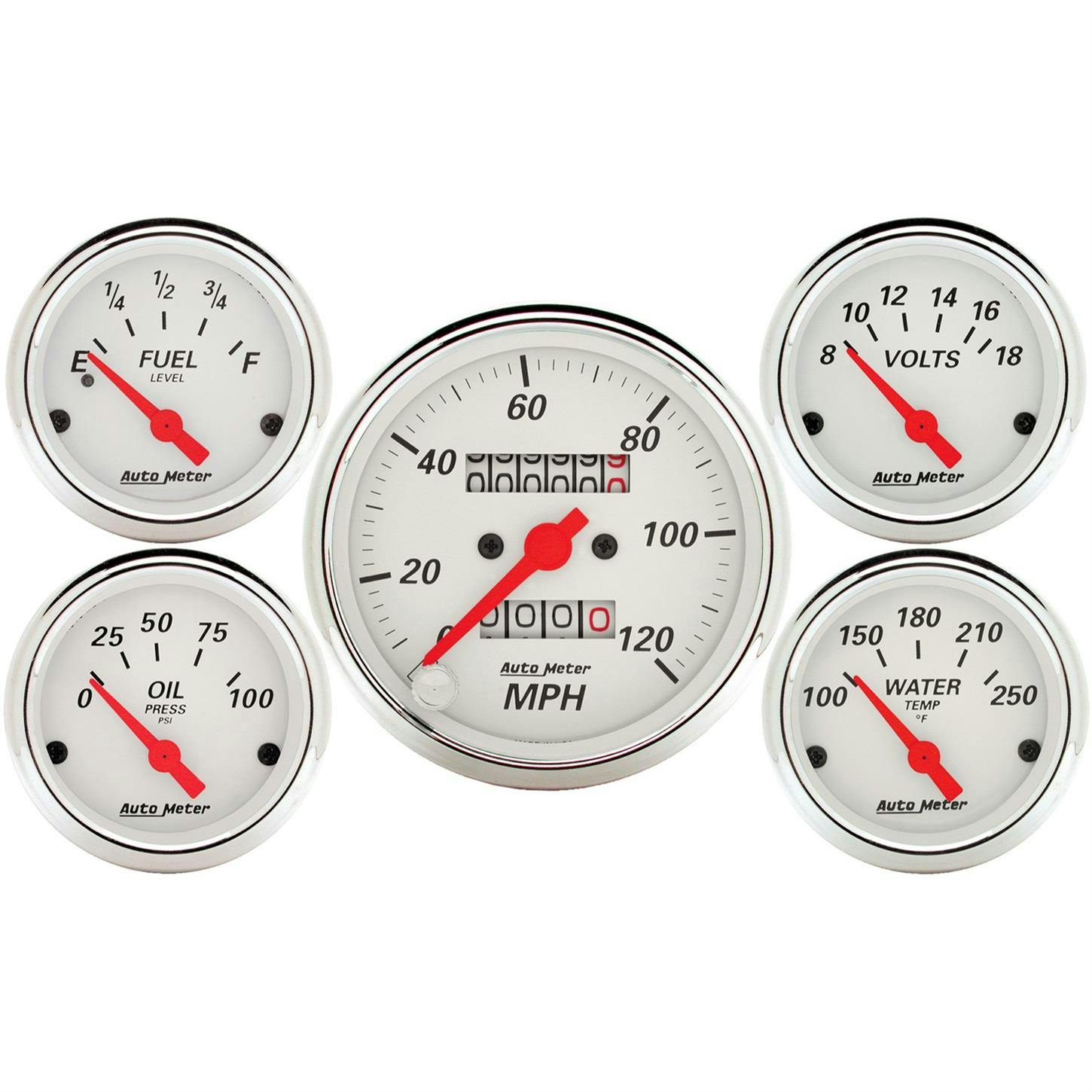 AutoMeter 1300 Arctic White 5 Piece Gauge Kit