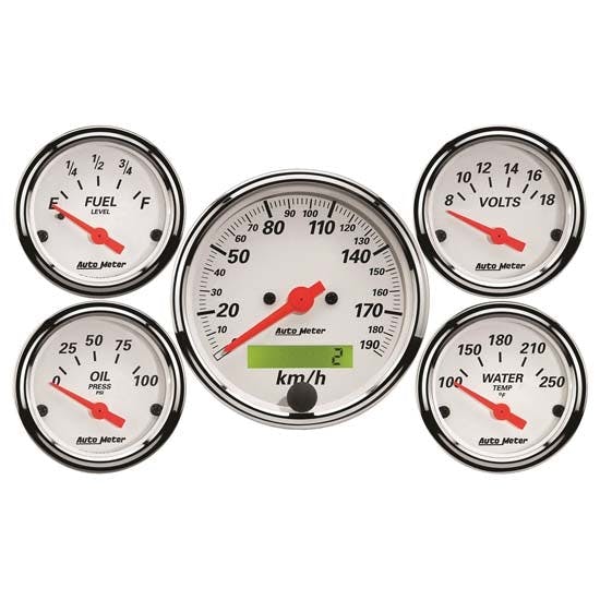 AutoMeter 1302-M Arctic White 5 Piece Gauge Kit
