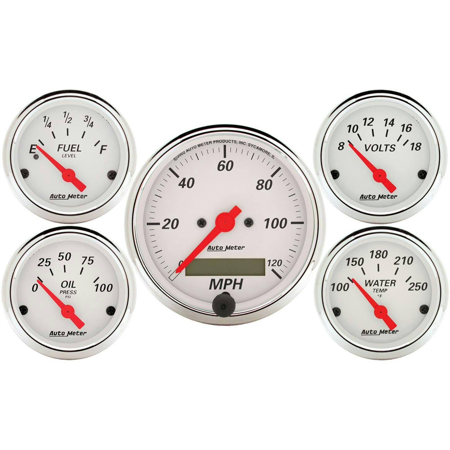 AutoMeter 1302 Arctic White 5 Piece Gauge Kit