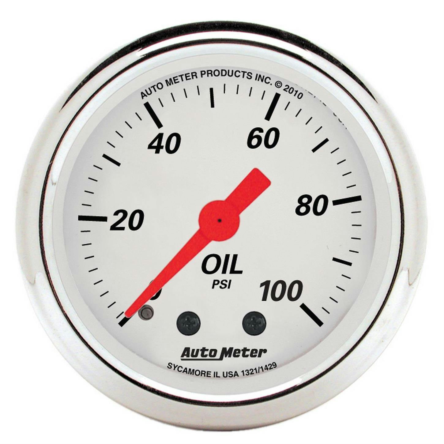 AutoMeter 1321 Arctic White Mechanical Oil Press. Gauge
