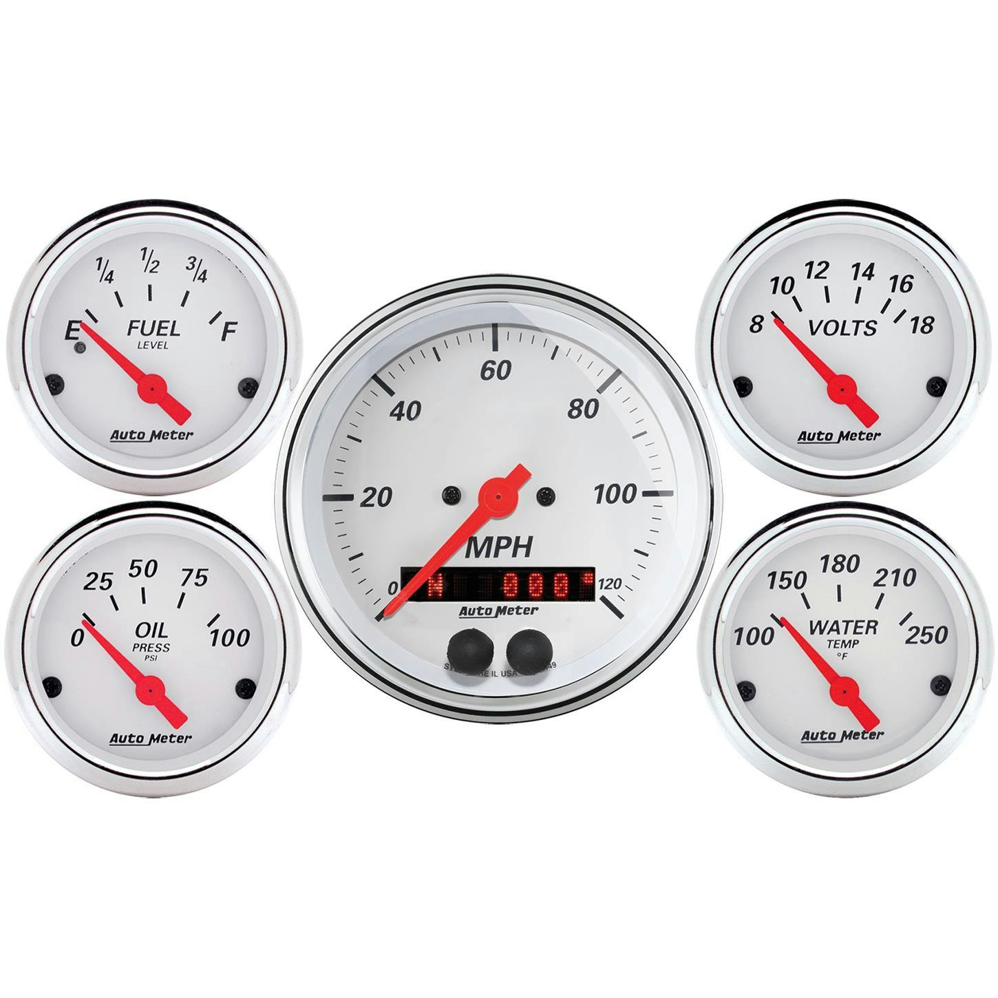 AutoMeter 1350 Arctic White 5 Piece GPS Gauge Kit