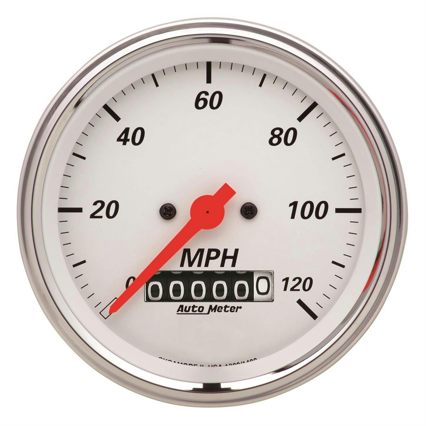 AutoMeter 1379 Speedo Gauge, 3 3/8 Inch, 120MPH, Arctic White