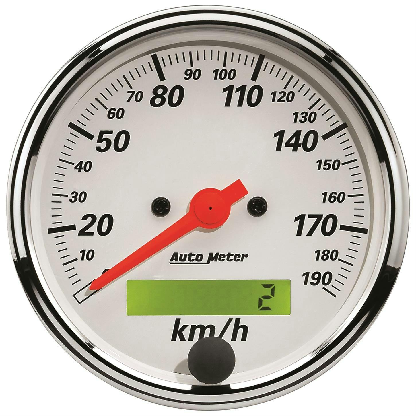 AutoMeter 1388-M Speedo Gauge, 3 1/8 Inch, 190KMH, Arctic White