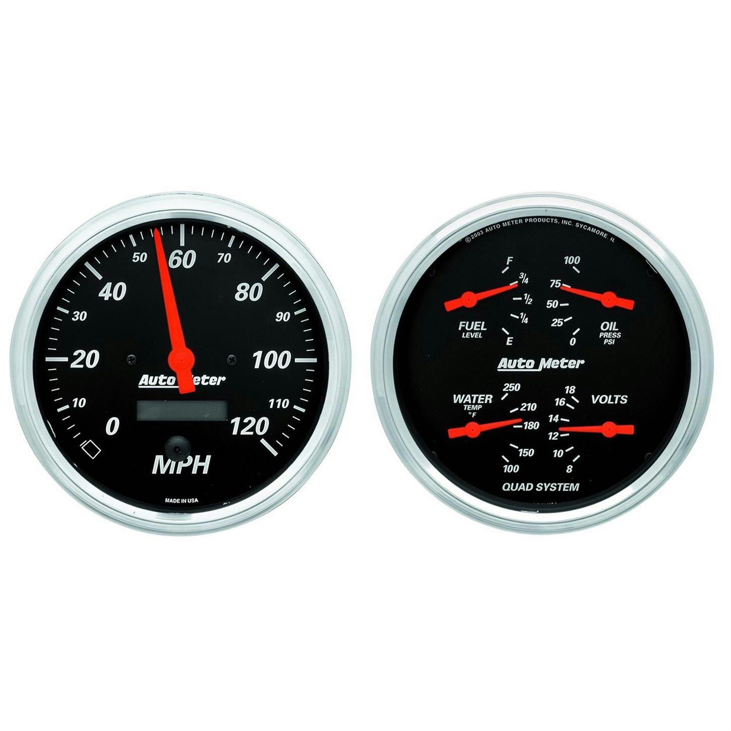 AutoMeter 1403 Designer Black Air-Core 2 Piece Gauge Kit, 5 Inch
