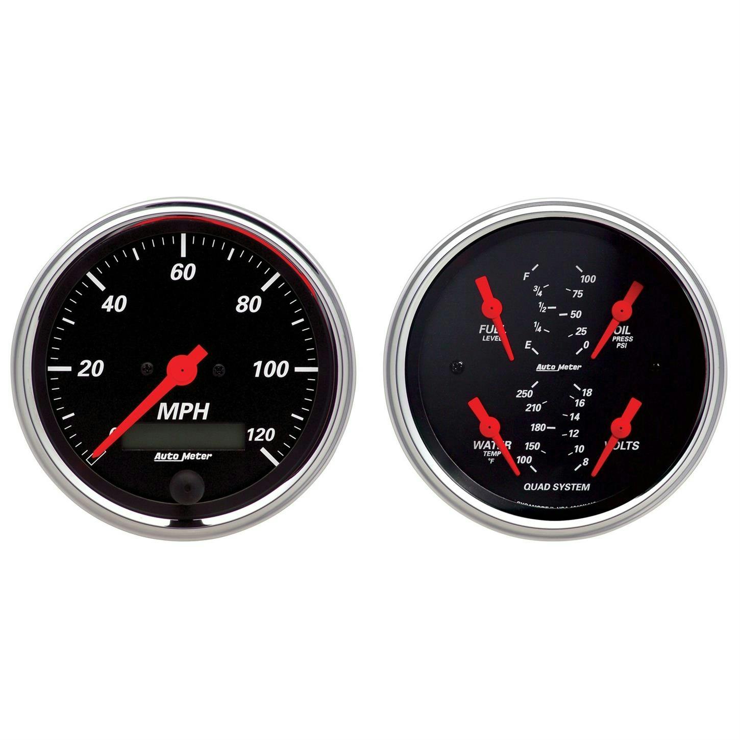 AutoMeter 1408 Quad And Speedometer, 3 3/8 Inch, Designer Black