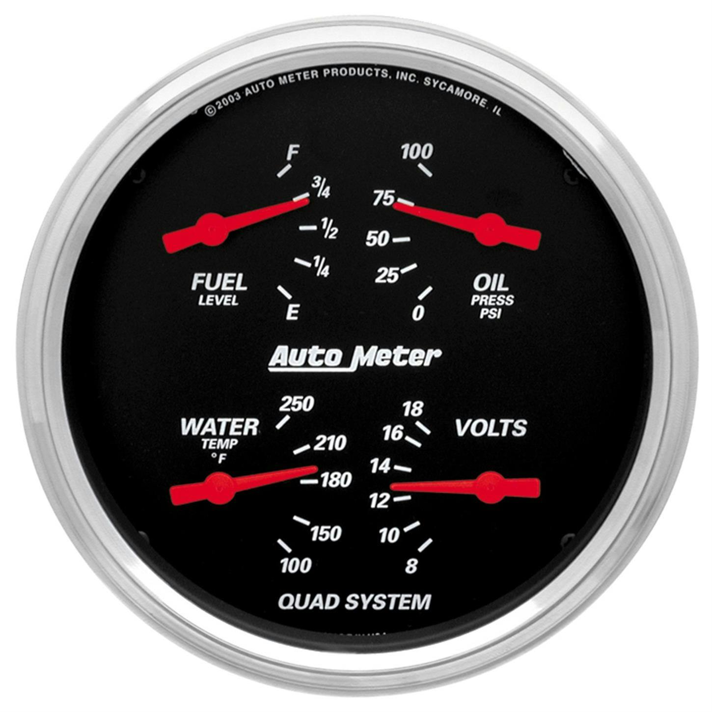 AutoMeter 1410 Designer Black Air-Core Quad Gauge, 5 Inch