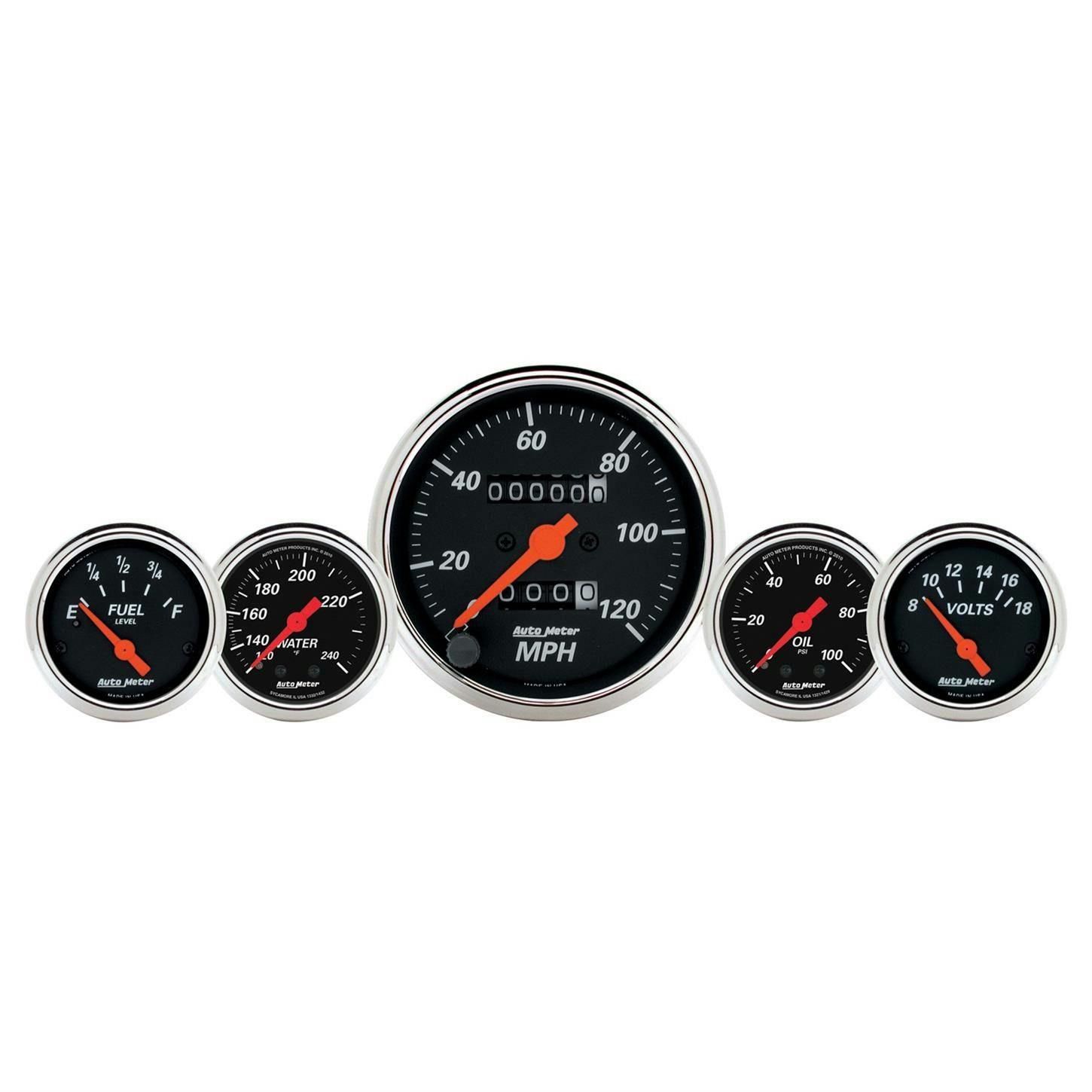 AutoMeter 1411 5 Pc. Gauge Kit, Mechanical Speedometer, Black