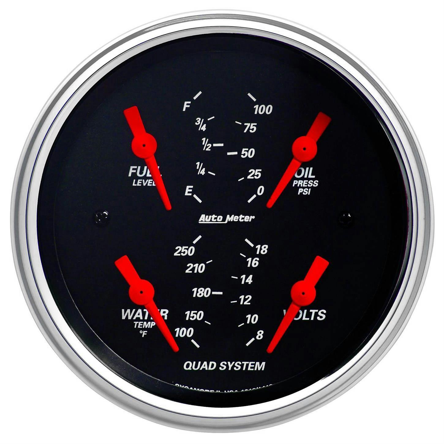 AutoMeter 1412 Designer Black Air-Core Quad Gauge, 3-3/8 Inch