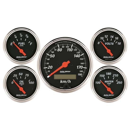 AutoMeter 1421-M Designer Black 5 Piece Electric Gauge Kit
