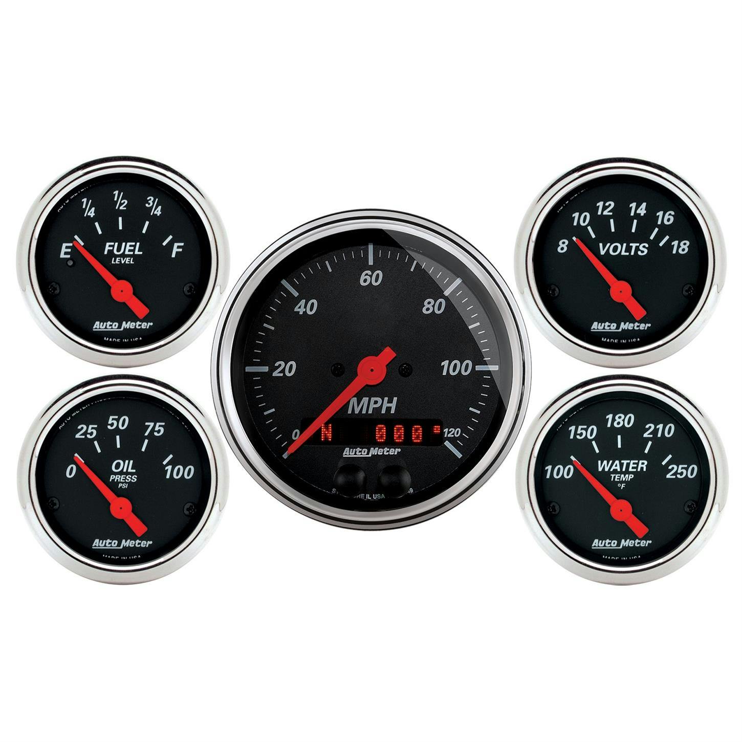 AutoMeter 1450 Designer Black 5 Piece GPS Gauge Kit