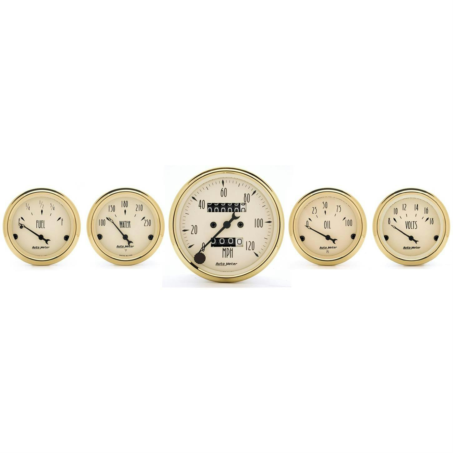 AutoMeter 1501 Golden Oldies 5 Piece Gauge Kit, Mechanical Speedo