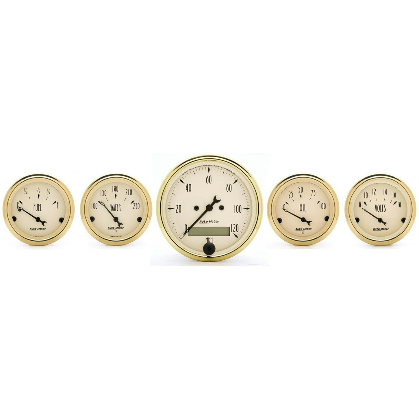 AutoMeter 1502 Golden Oldies 5 Piece Gauge Kit,Elec. Speedometer