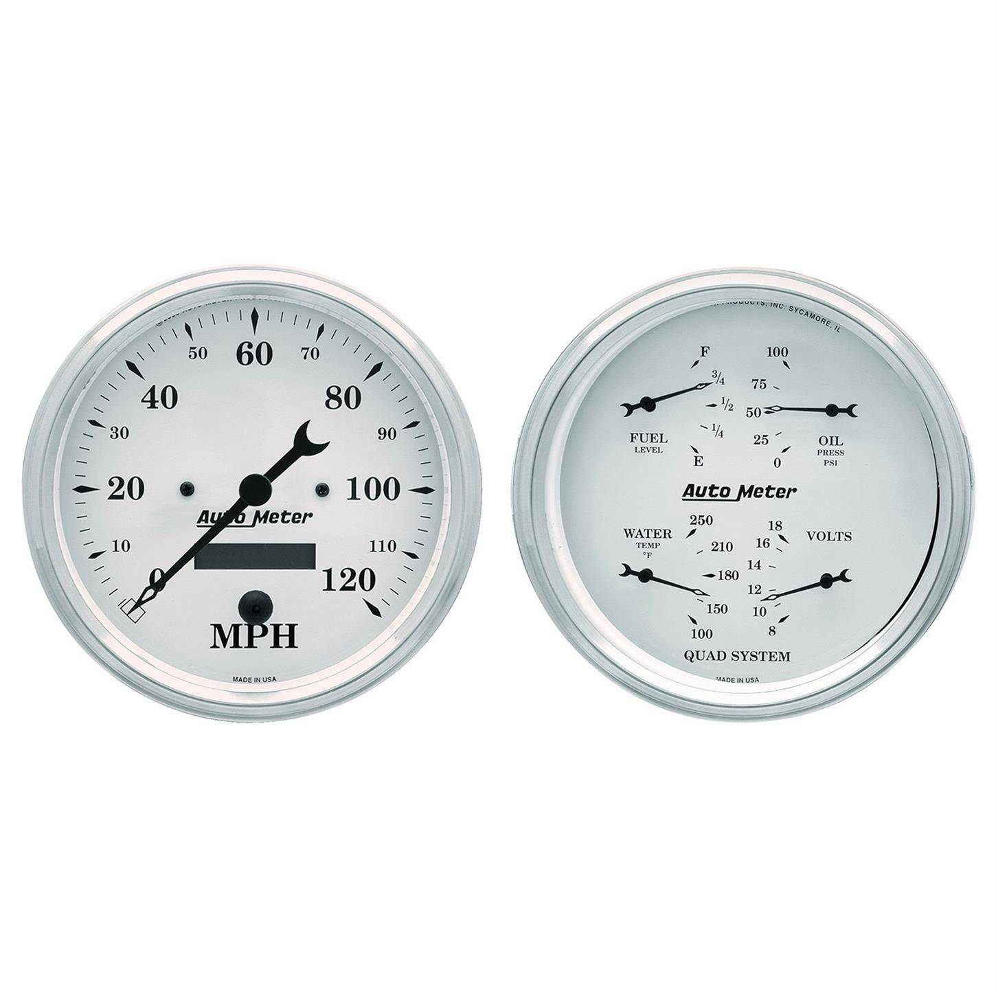 AutoMeter 1603 Old-Tyme White Air-Core 2 Piece Gauge Kit, 5 Inch