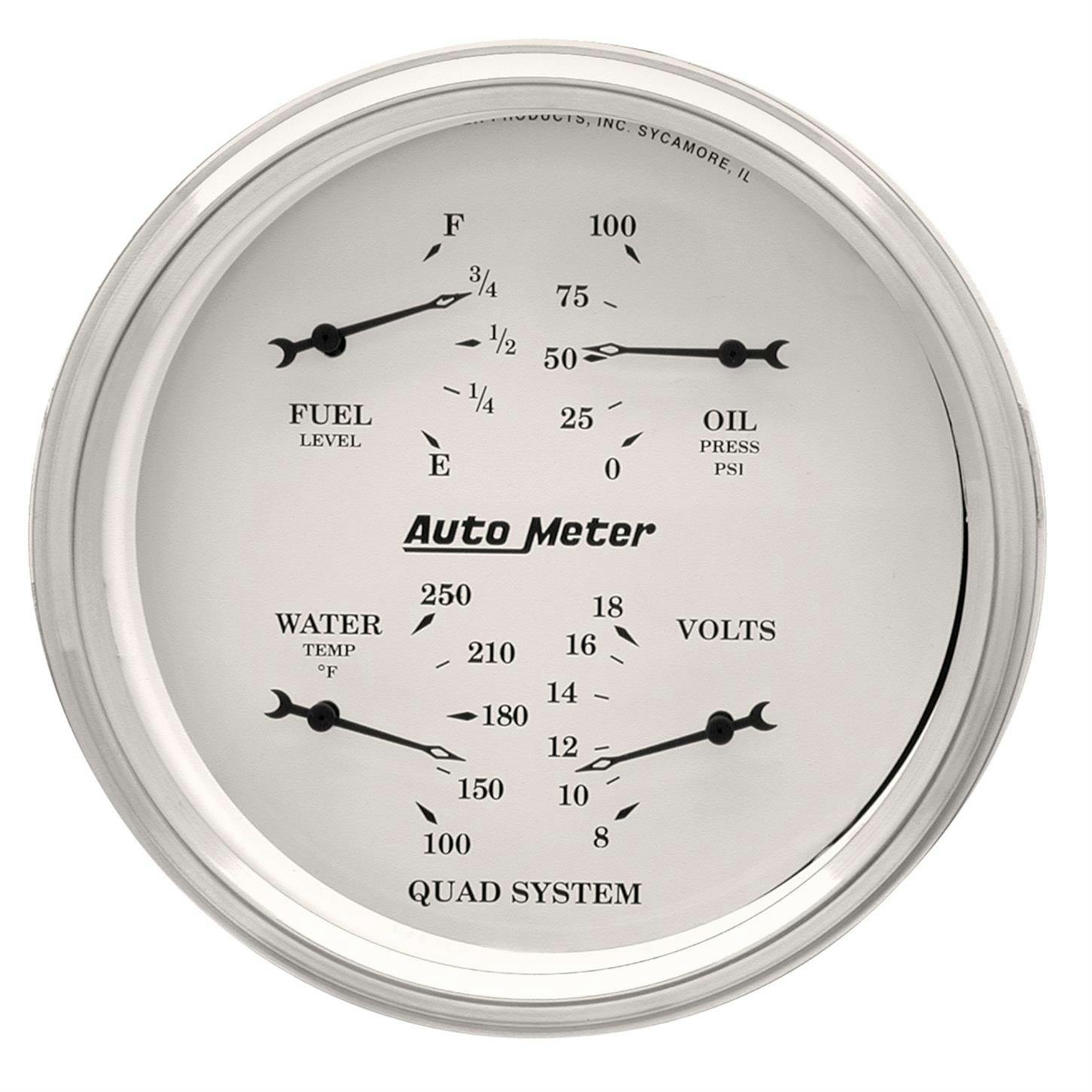 AutoMeter 1610 Gauge, Quad, 5 Inch, Electric, Old Tyme White