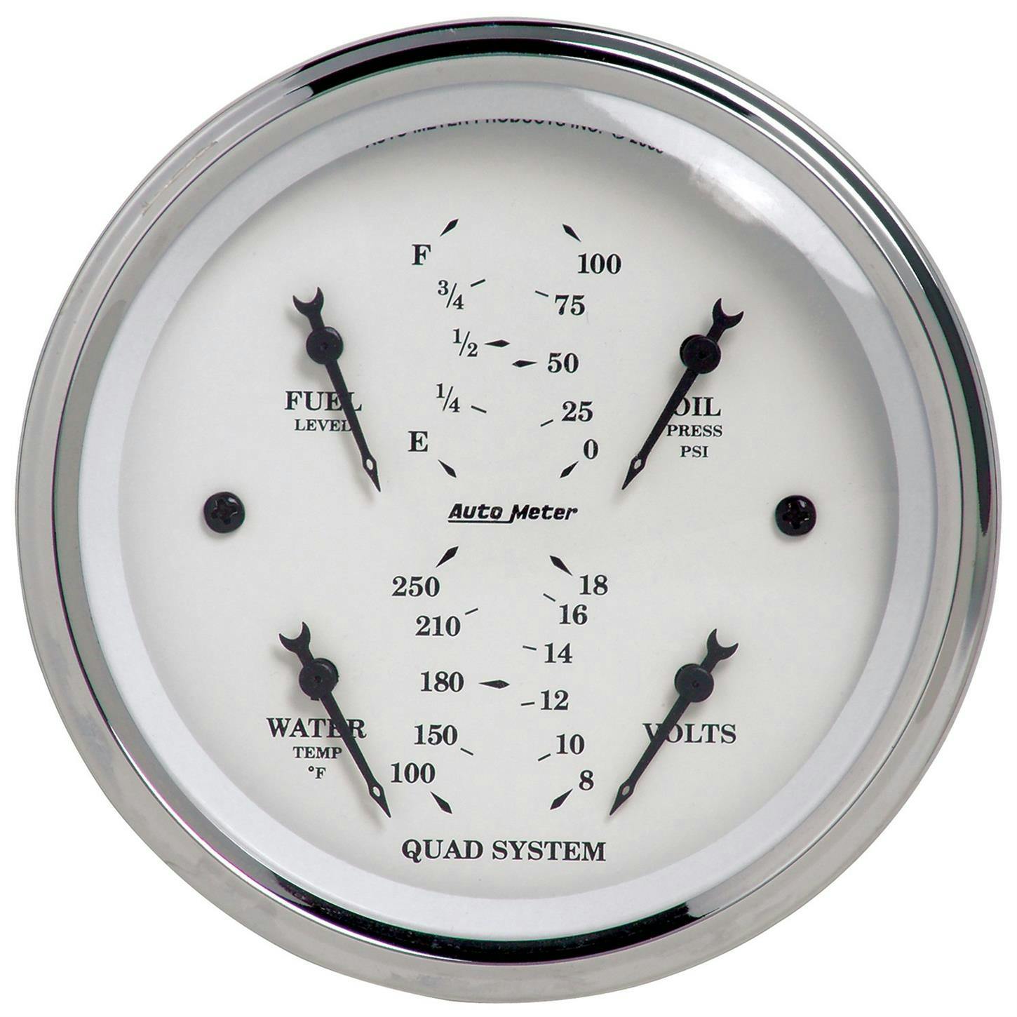 AutoMeter 1612 Old-Tyme White Air-Core Electric Quad Gauge, 3-3/8