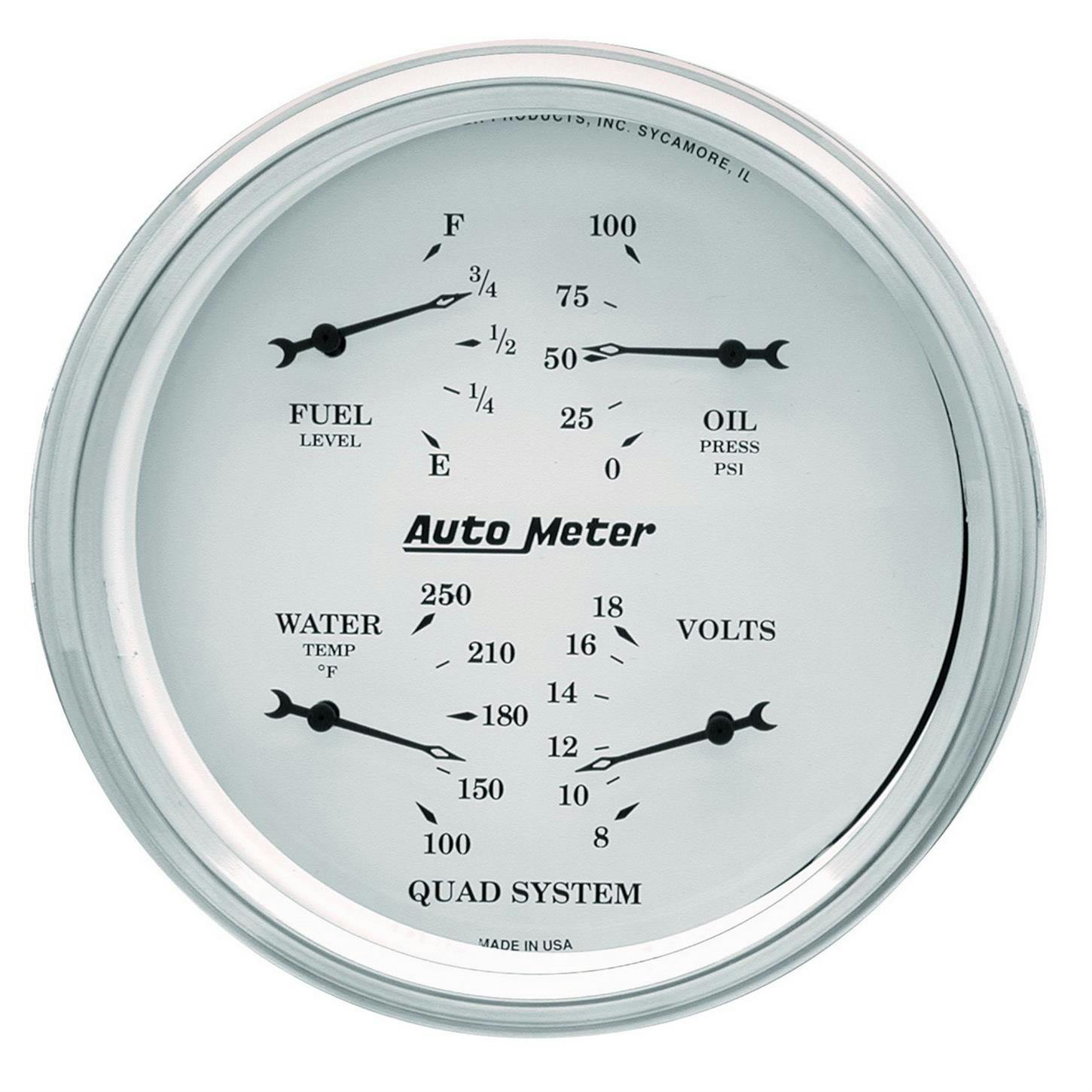 AutoMeter 1619 Gauge, Quad, 5 Inch, Electric, Old Tyme White