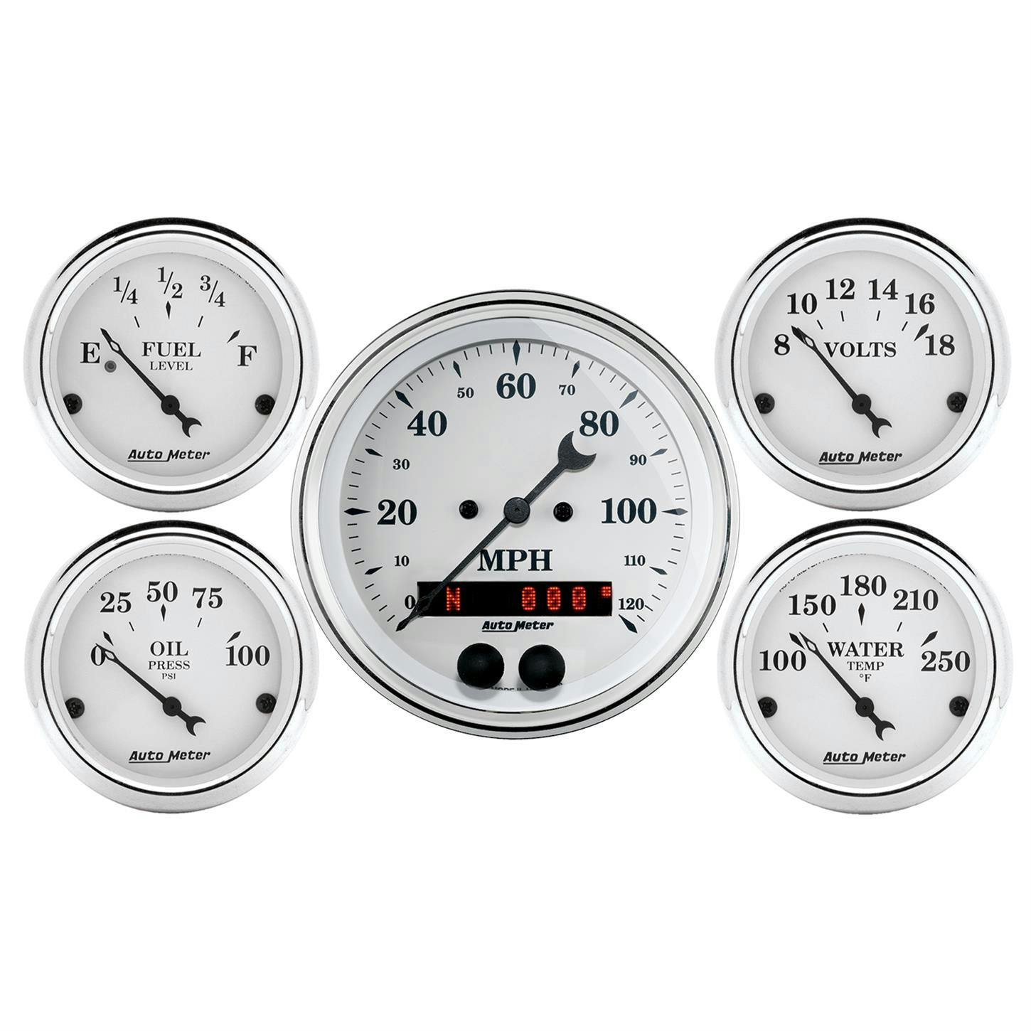 AutoMeter 1650 Old-Tyme White 5 Piece GPS Gauge Set