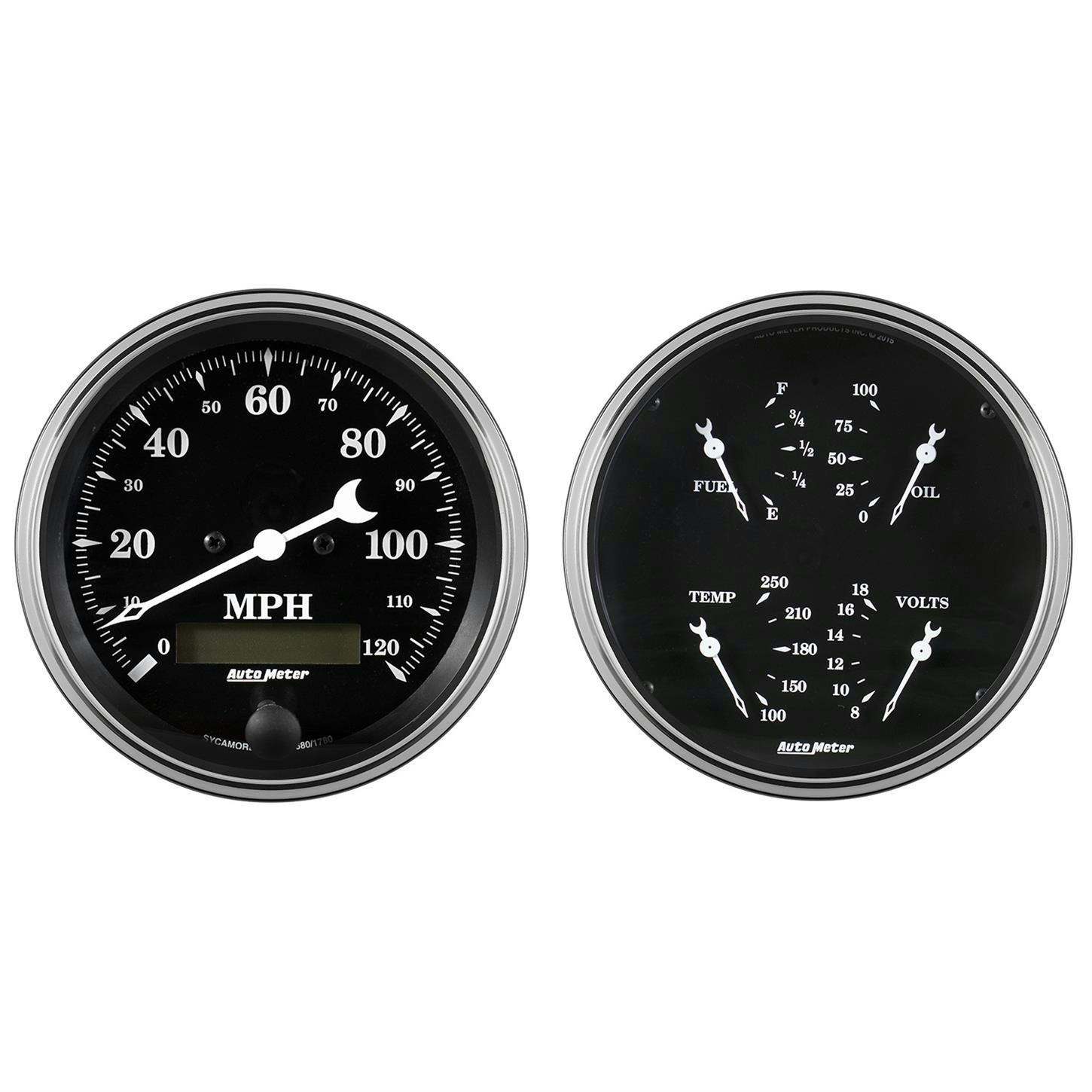 AutoMeter 1703 Quad And Speedometer, 5 Inch, Old Tyme Black