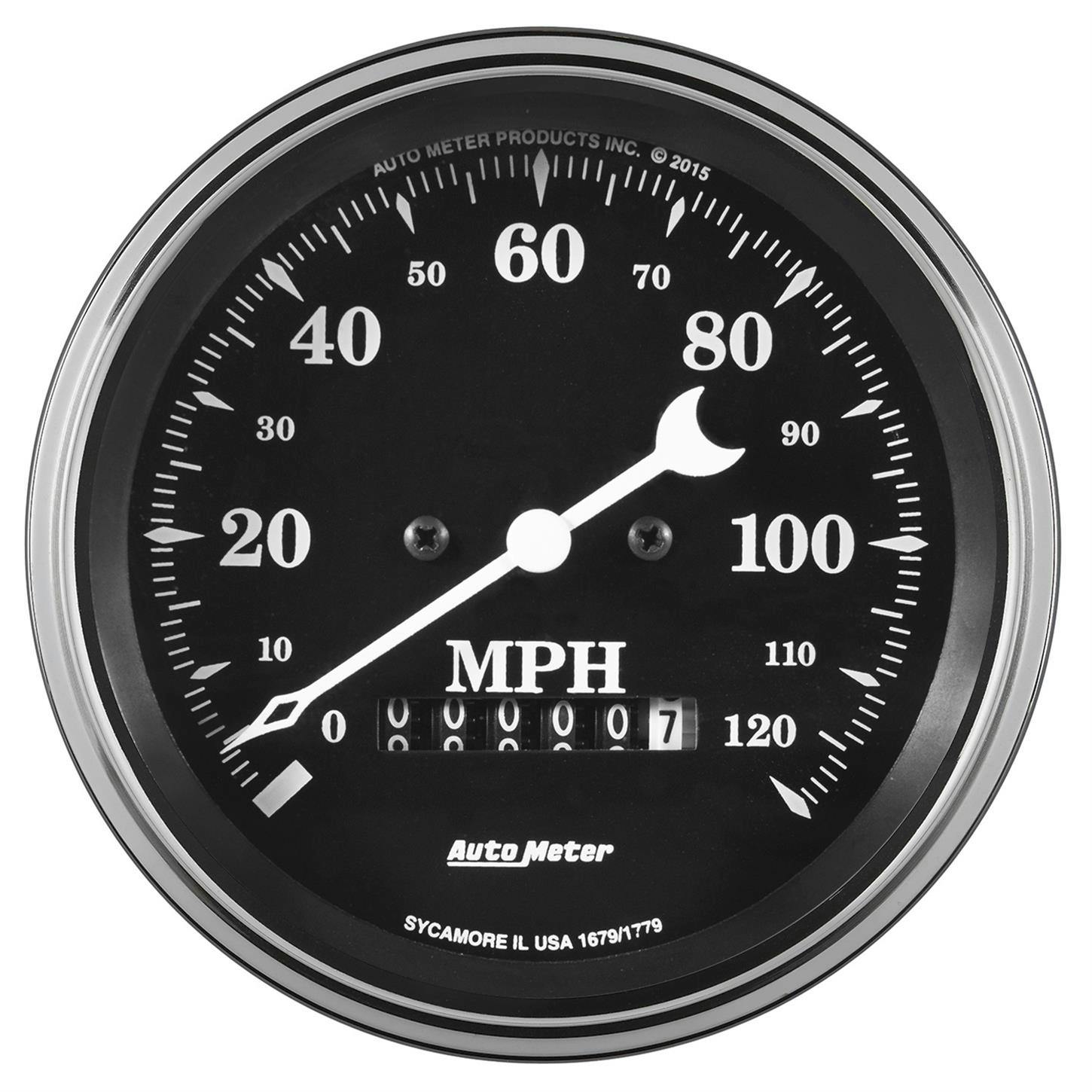 AutoMeter 1779 Speedo Gauge, 3 3/8 Inch, 120MPH, Old Tyme Black