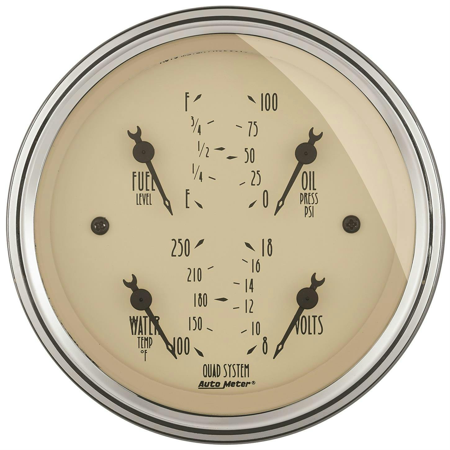 AutoMeter 1812 Gauge, Quad, 3 3/8 Inch, Electric, Antique Beige