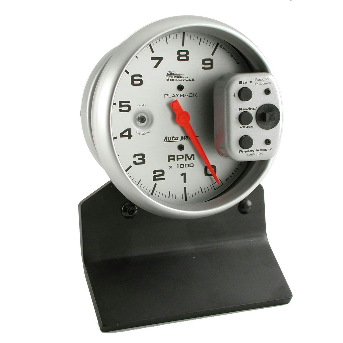 AutoMeter 19264 Tach Gauge, 5 Inch, 9K RPM, W/ Playback, Silver